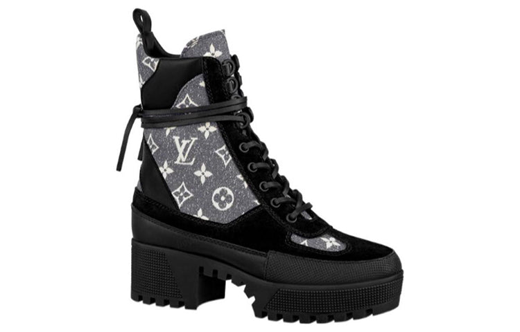 LOUIS VUITTON Laureate Ankle Boots 5cm Women's Black