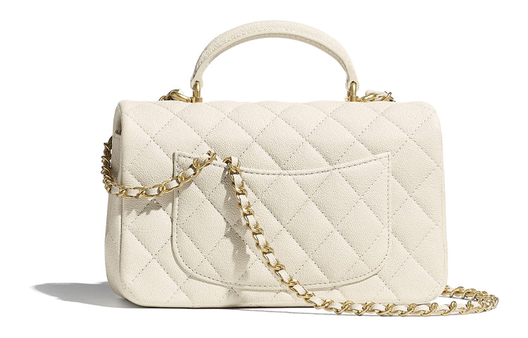 CHANEL Classic Flap CF Calfskin & Metal Crossbody One Shoulder Handbag Women's Beige