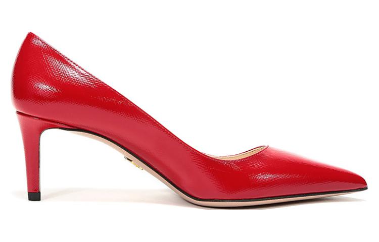 PRADA Pointed Saffiano Leather Heels 'Red' Women's