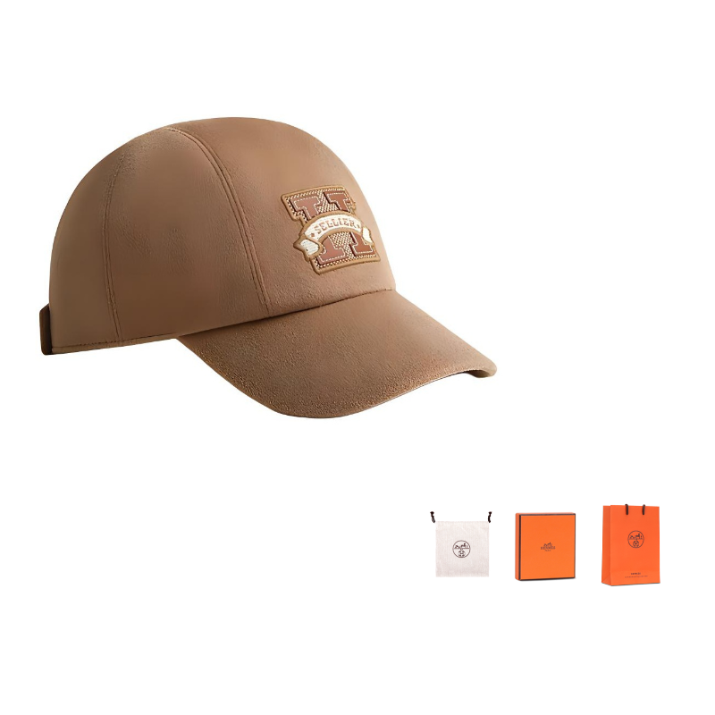 HERMES Cashmere Baseball Caps Unisex Brown/Green