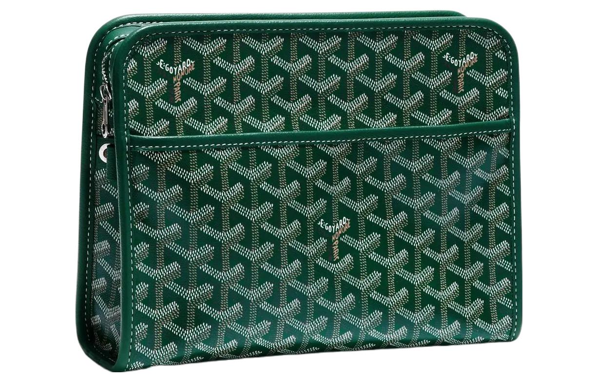 GOYARD JOUVENCE Canvas With Leather Travel Storage Bags Handheld Toiletry Bags Medium Size Unisex Green