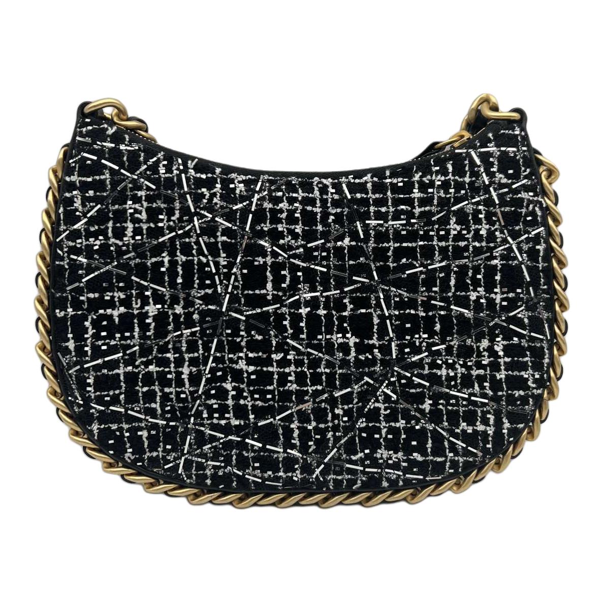 CHANEL Tweed Hobo Bag Handbag Shoulder Bag Women's Black White
