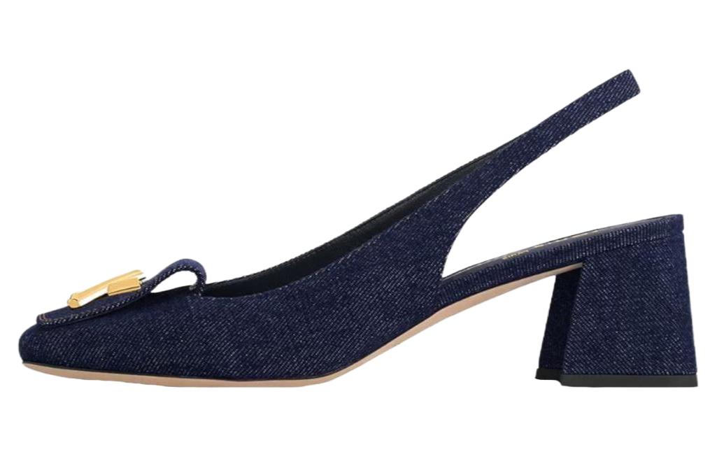 LOUIS VUITTON Chunky Heel High Heels 5.5cm Women's Dark Blue
