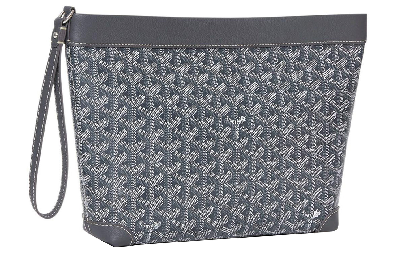 GOYARD Canvas With Calfskin Dog's Teeth Toiletry Bags Storage Bags Clutches Unisex Gray