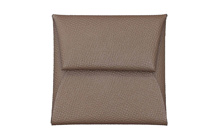 HERMES Bastia Epsom Calfskin Coin Purse Women's 18 Etoupe Elephant Gray
