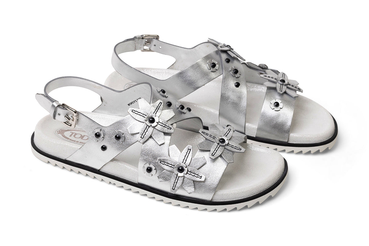 Tod's Flower-Embellished Buckle Sandals