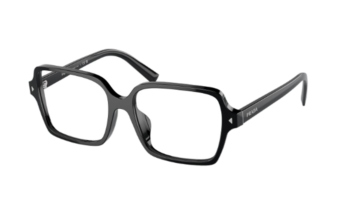 PRADA Acetate Irregular Shape Eyeglass Frames Men's Black