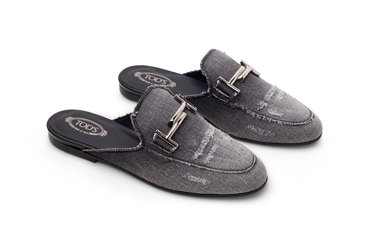 Tod's Denim Logo Mules