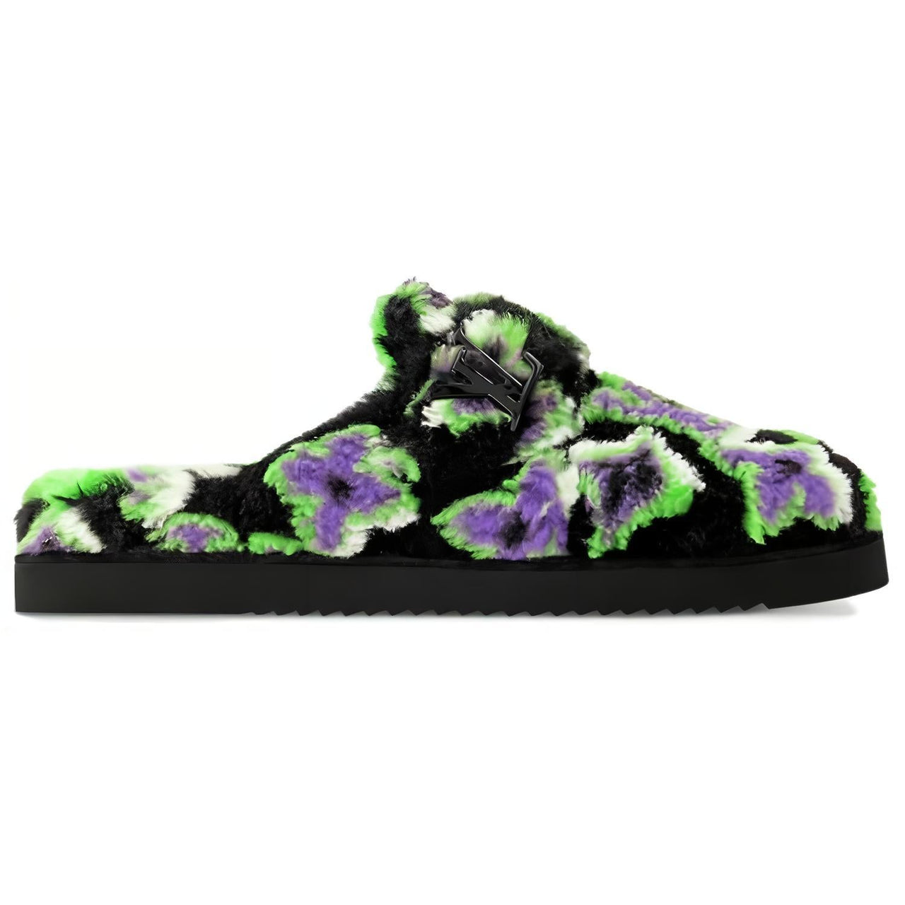 LOUIS VUITTON Rubber Sole Odor Resistant Closed Toe Slippers Men's Black Green