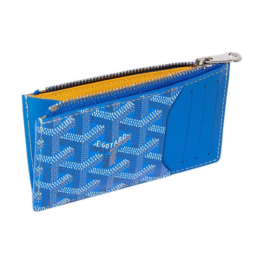 GOYARD Canvas With Calfskin Card Holder Unisex Blue