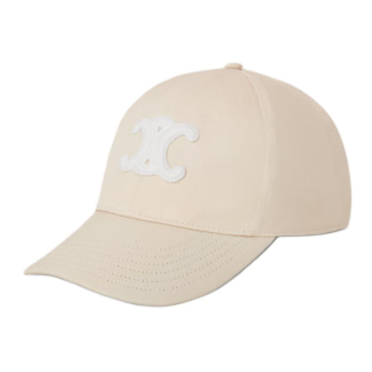CELINE Cotton Baseball Caps Women's Vanilla