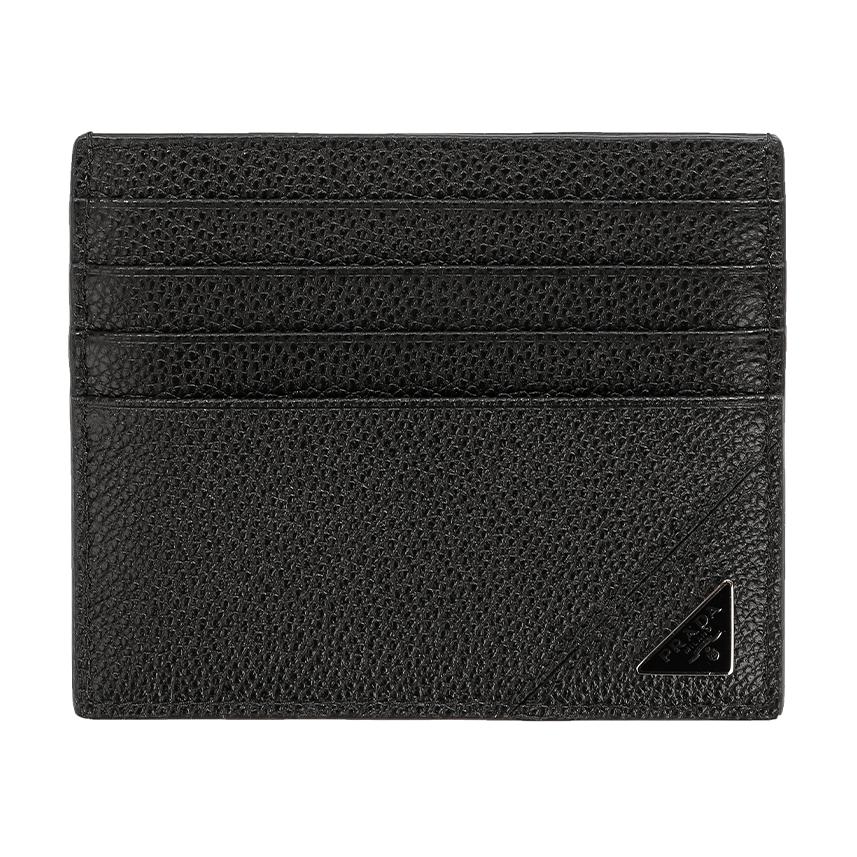 PRADA Calfskin Card Holder Men's Black