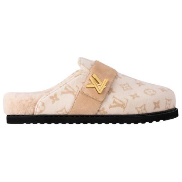 LOUIS VUITTON Cosy Comfort Closed Toe Slippers Women's Beige
