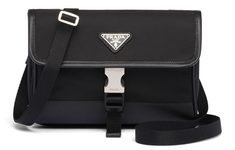PRADA Saffiano Recycled Nylon Saffiano Leather Camera Bags Cell Phone Pouch Regular Unisex Black