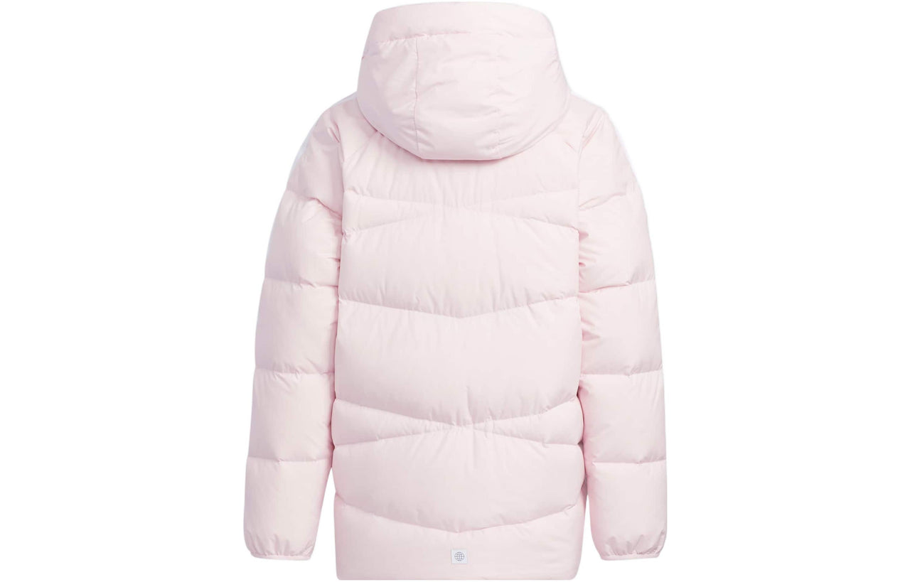 (GS) adidas 3-Stripes Hooded Down Jacket Asia Sizing 'Pink' HM7164