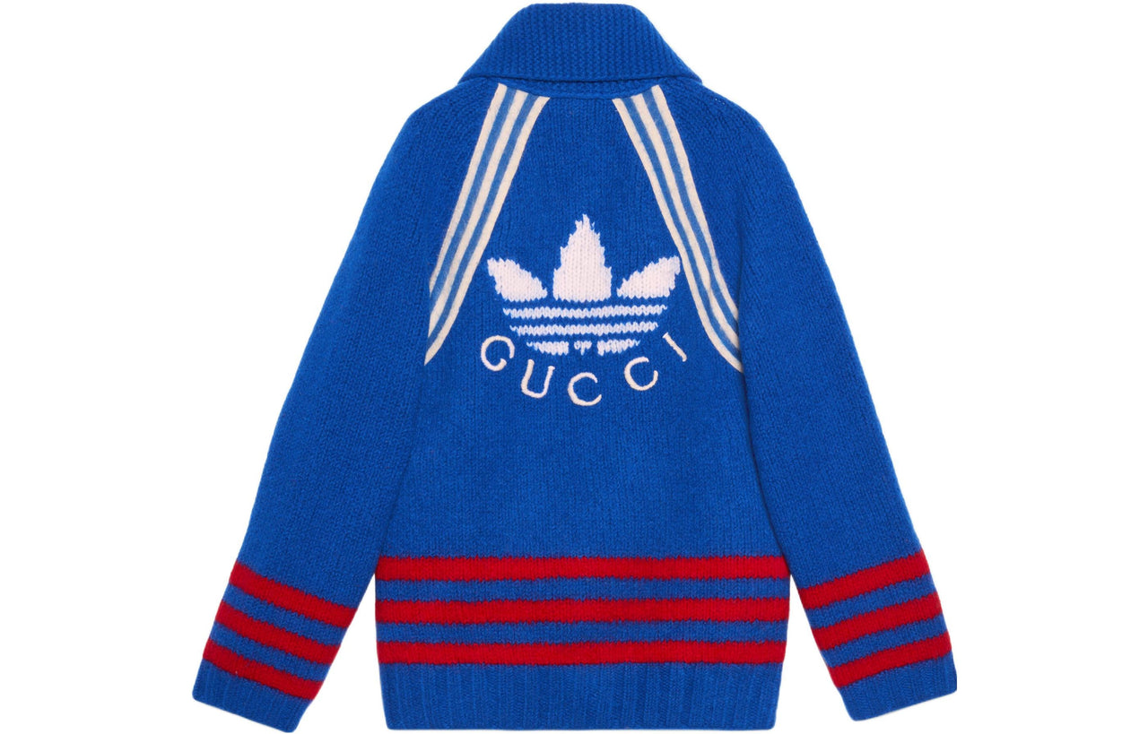 Gucci x adidas Intarsia Wool Cardigan 'Blue' 713184-XKCPK-4383