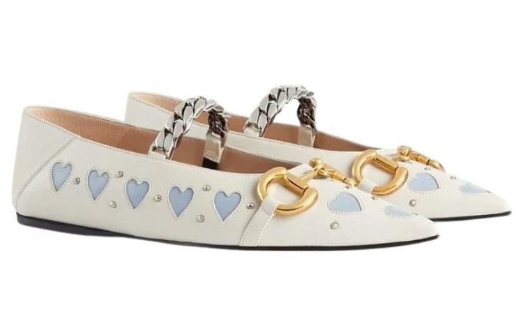 (WMNS) Gucci Lovelight flat with Horsebit 'White Blue' 713868-BKO60-9042