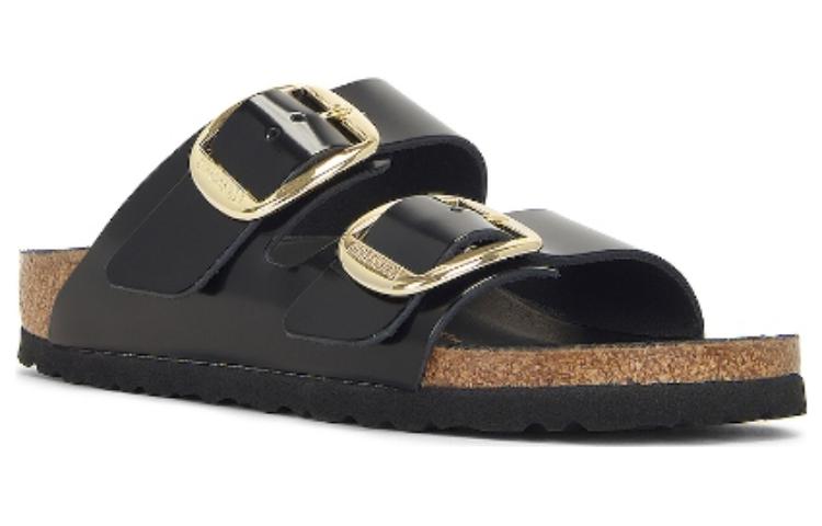 (WMNS) Birkenstock Arizona Big Buckle Natural Leather Narrow Fit Sandals 'Patent High Shine Black' 1021476