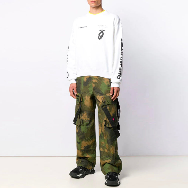 Off-White Arrow Pattern Round Neck Pullover White OMBA035E19D250100110