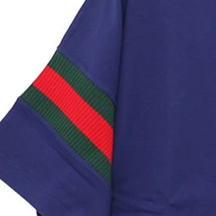 Gucci Cotton Jersey Polo Shirt With Web 'Blue' 715268-XJETR-4030