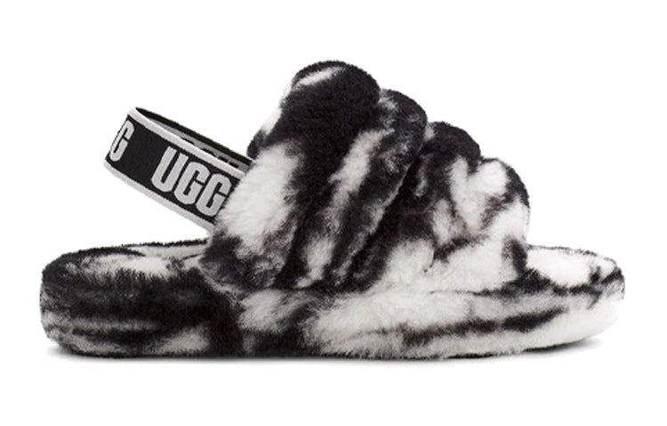 (PS) UGG Fluff Yeah Slide 'Black White Marble' 1123636K-BLK