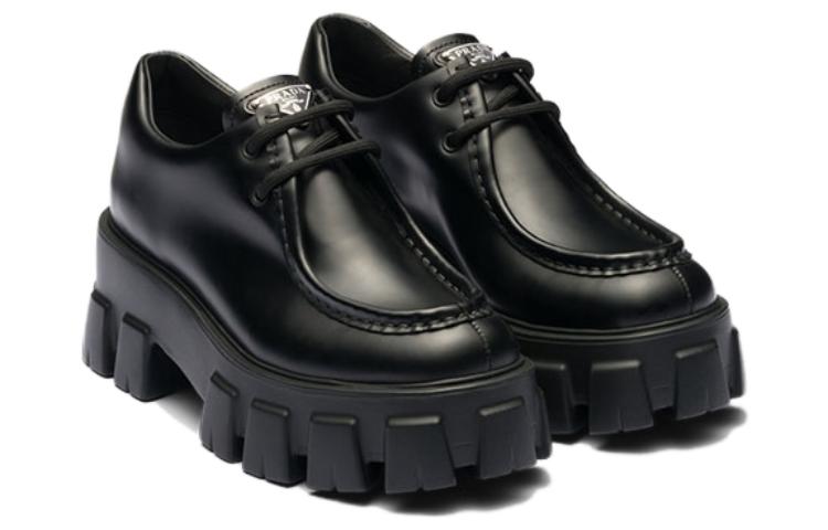 (WMNS) PRADA Monolith Brushed Leather Lace-up Shoes 'Black' 1E254N_B4L_F0002_F_B055