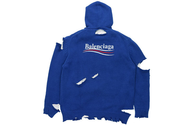 Balenciaga Political Campaign Destroyed Hoodie 'Blue' 662718T32124691