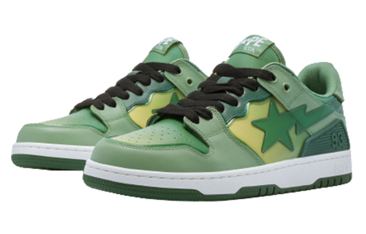 A BATHING APE SK8 Sta Leather Low 'White Green' 1I70-191-021-GREN