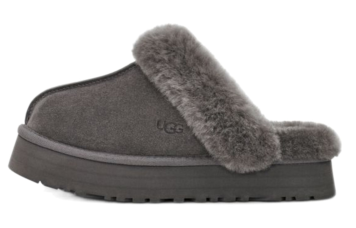 (WMNS) UGG Disquette Fluff Gray Slippers 1122550-CHRC