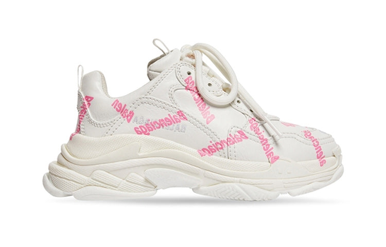 (PS) Balenciaga Triple S Logotype Sneaker 'White and Pink Technical Material' 654251W2FAB9050