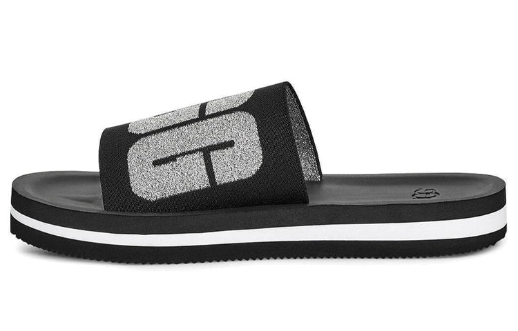 (WMNS) UGG Zuma Metallic Graphic Black Slippers 1101558-BLK