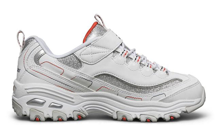 (GS) Skechers D'lites Shoes 'White Grey' 664151L-WHT