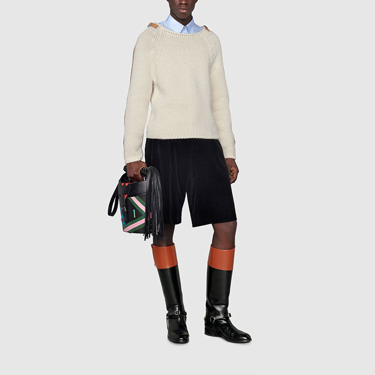 Gucci Wool Knit Jumper With Leather Detail 'Beige' 683716-XKB4H-9791