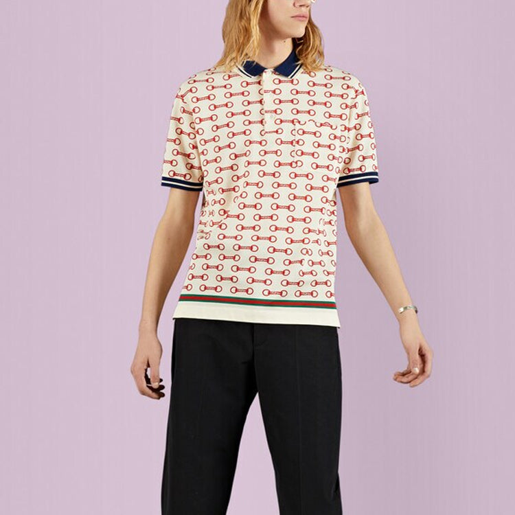 Gucci Horsebit Print Cotton Polo Shirt 'White' 717391-XJEWA-9376