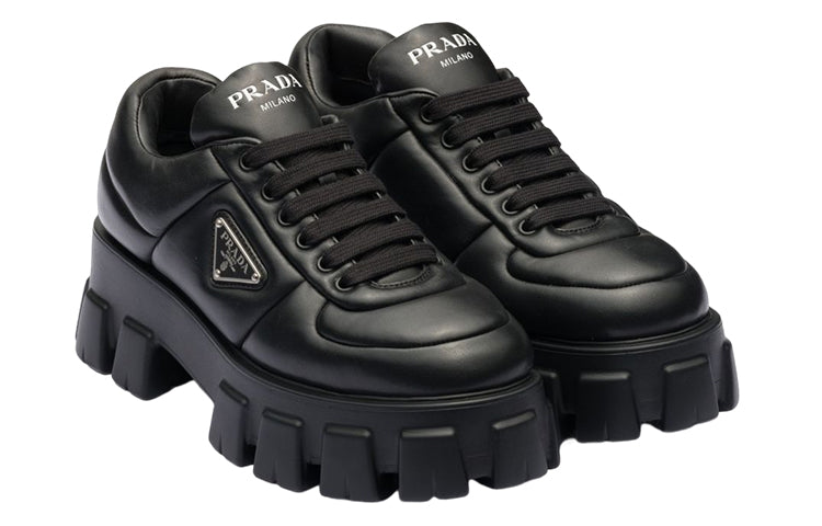 (WMNS) PRADA Monolith Brushed Leather Lace-up Shoes 'Black' 1E119N_2DL8_F0002_F_055