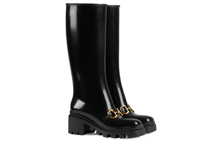 (WMNS) Gucci Rubber Horsebit Tall Boots 'Black' 659707-JCCP0-1000