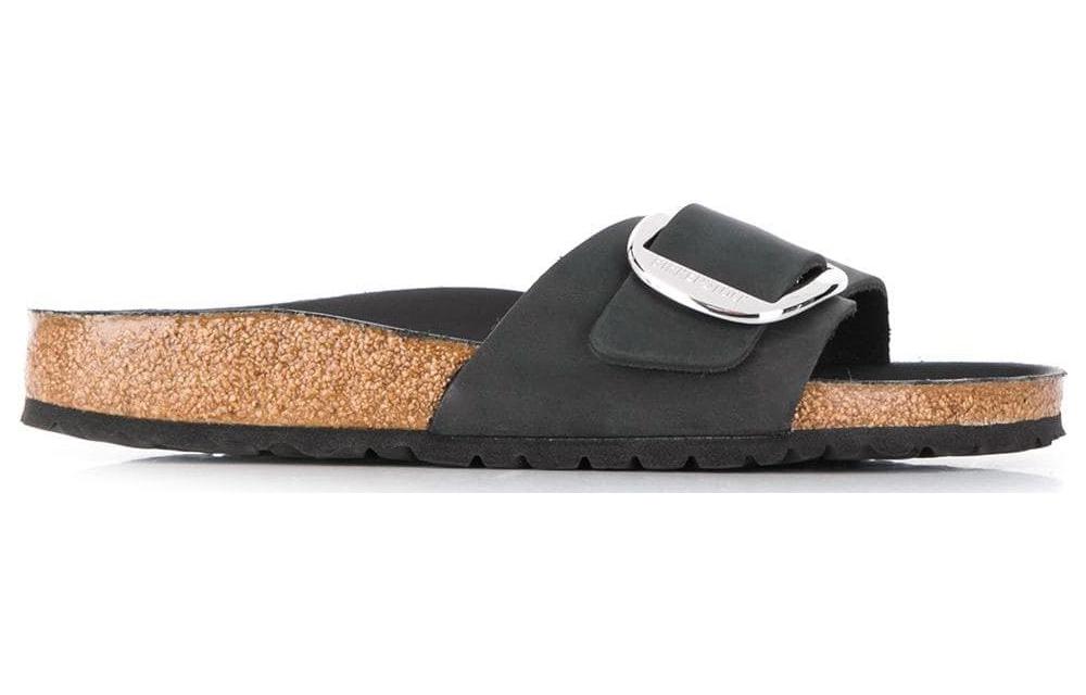 (WMNS) Birkenstock Madrid Big Buckle Oiled Leather Narrow Fit Sandals 'Black' 1006523