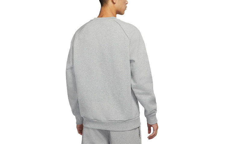 Men's Nike AF-1 Pattern Splicing Fleece Knit Round Neck Pullover Gray DD6516-063
