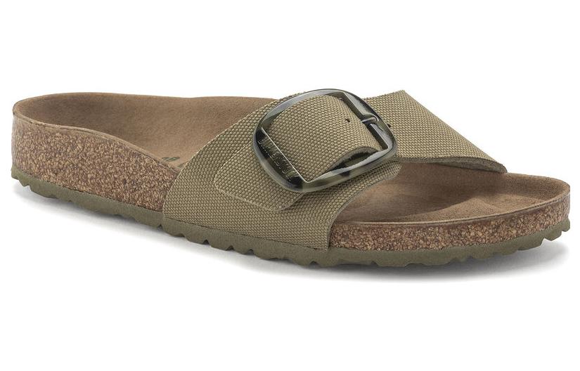(WMNS) Birkenstock Madrid Vegan Big Buckle Textile Narrow Fit Sandals 'Faded Khaki' 1024108