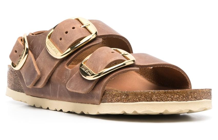 (WMNS) Birkenstock Milano Big Buckle Natural Leather Oiled Narrow Fit Sandals 'Cognac' 1024067