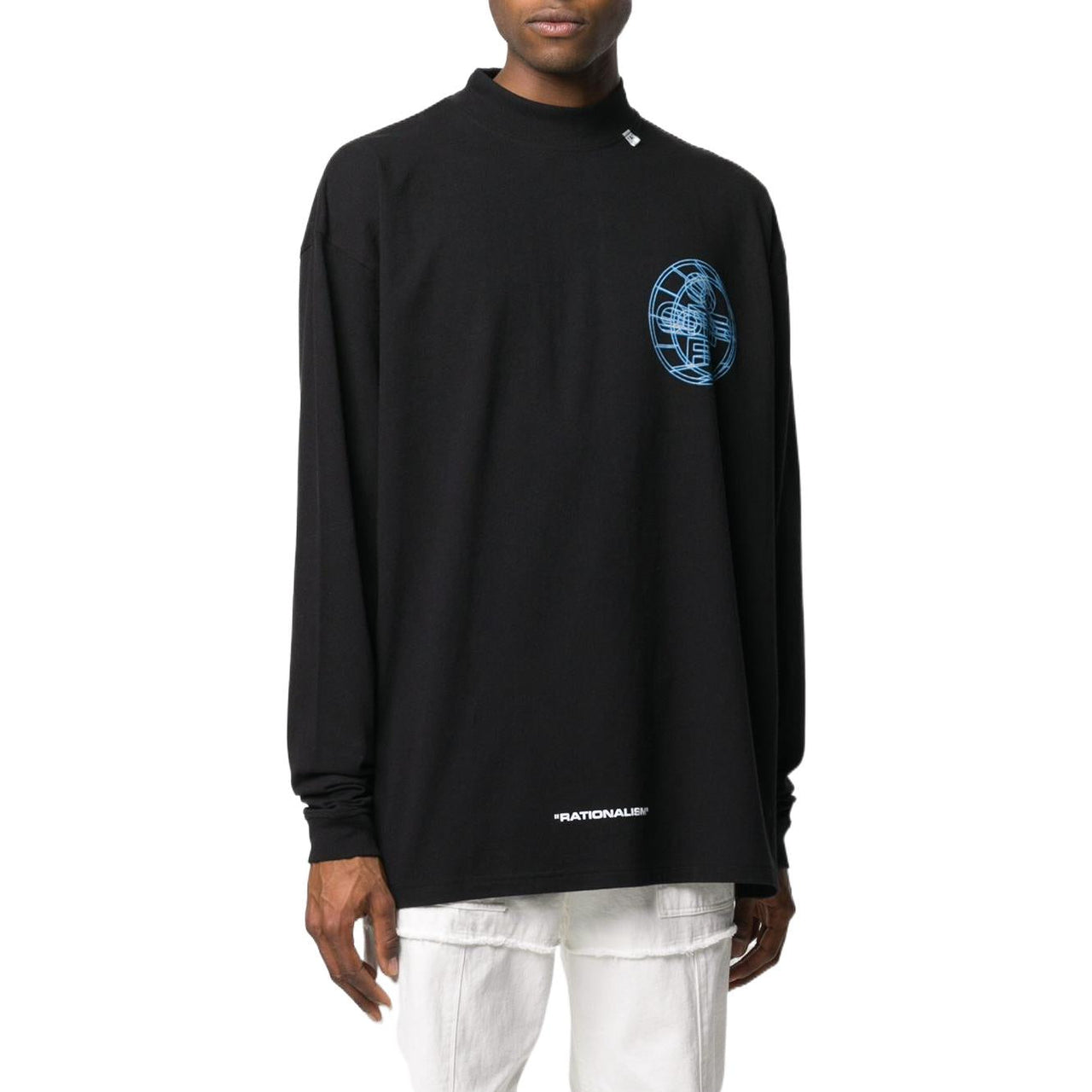 Men's Off-White Alphabet 3D Pattern Printing Long Sleeves Black T-Shirt OMAB032R201850031088