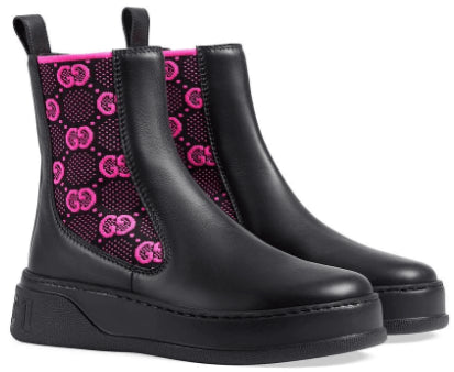 (WMNS) Gucci GG Jersey Boots 'Black Fuchsia' 718718-AAA8L-1066