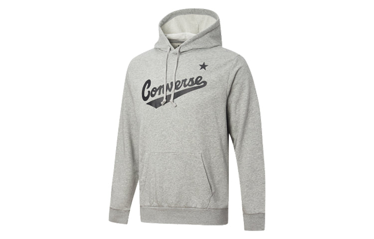 Men's Converse Alphabet Logo Printing hooded Drawstring Gray 10017675-035