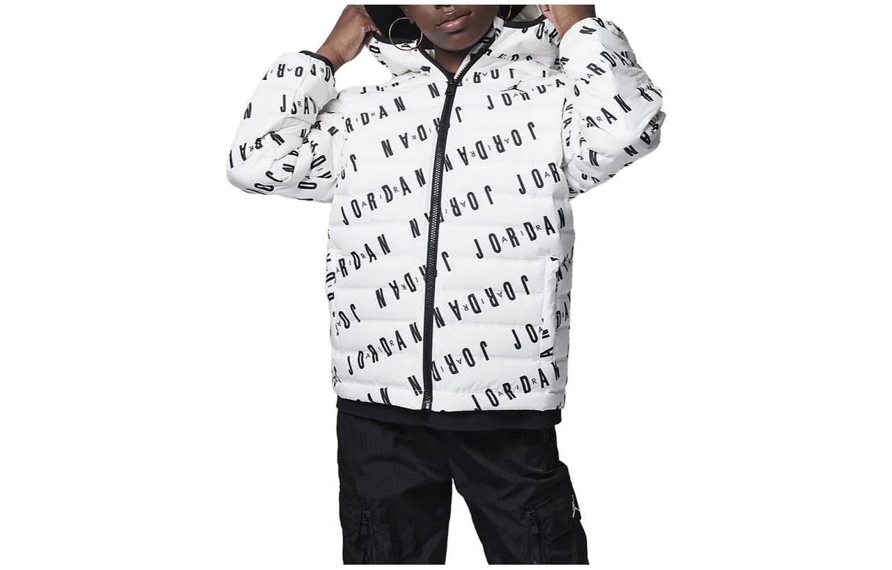 (GS) Air Jordan Print Puffer Jacket 'White Black' FZ1719-133