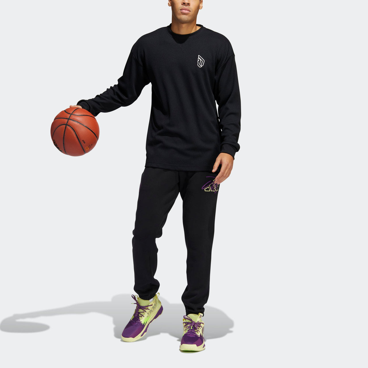 adidas Dame 8 Inn Pnt Pattern Embroidered Loose Basketball Sports Pants/Trousers/Joggers Black HD5207