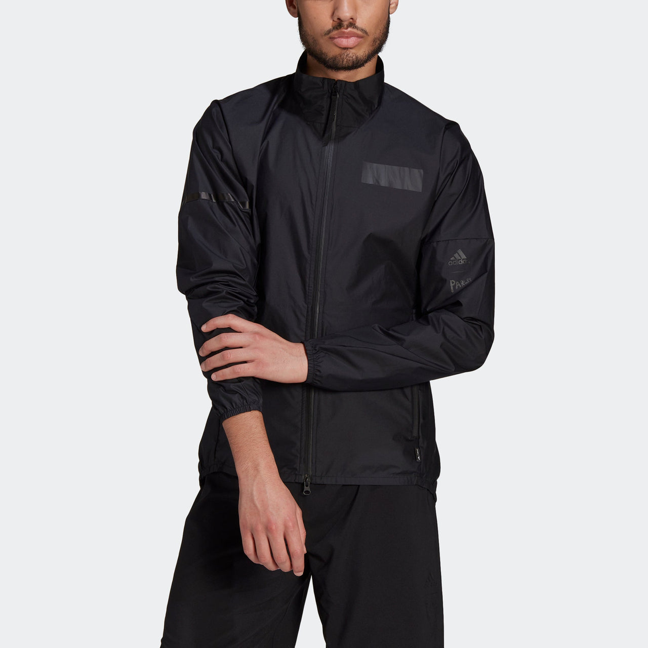 adidas M Jacket Parley Outdoor Sports Windproof Stand Collar Black H31074