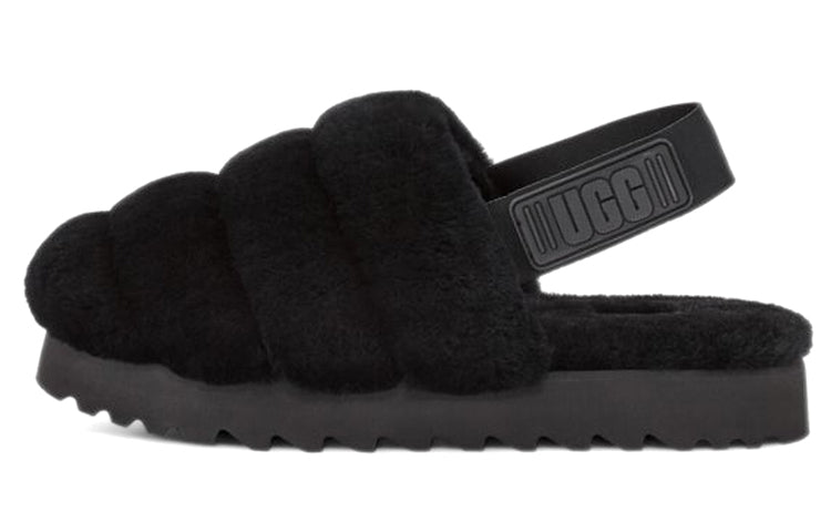 (WMNS) UGG Bulky Silhouette Fluff Slippers 'Black' 1121751-BLK