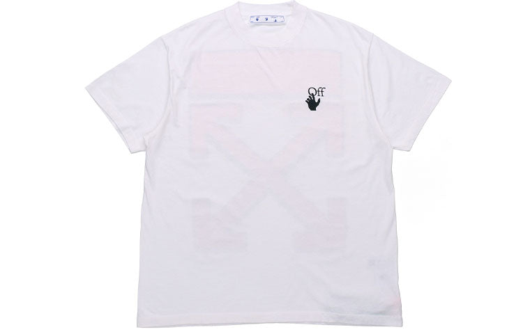 Off-White SS21 Back Red Arrow Cotton Short Sleeve Loose Fit White OMAA038R21JER0020125