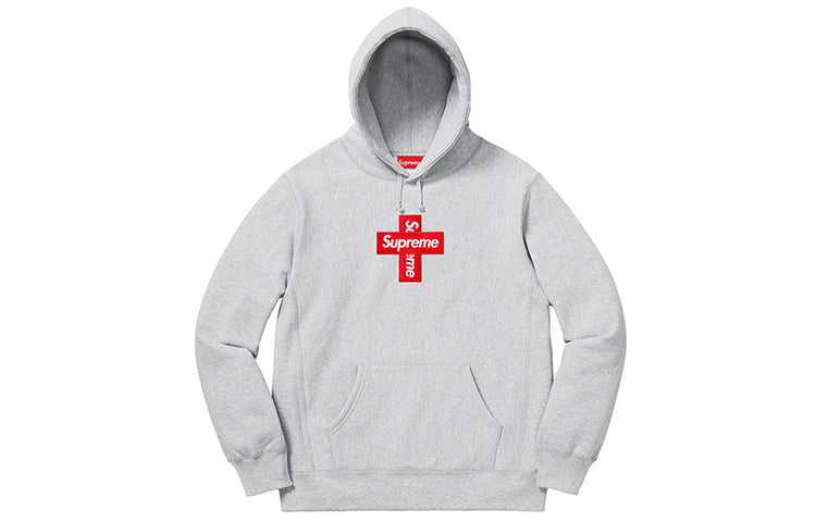 Supreme Cross Box Logo Hooded Sweatshirt 'Grey Red' SUP-FW20-335