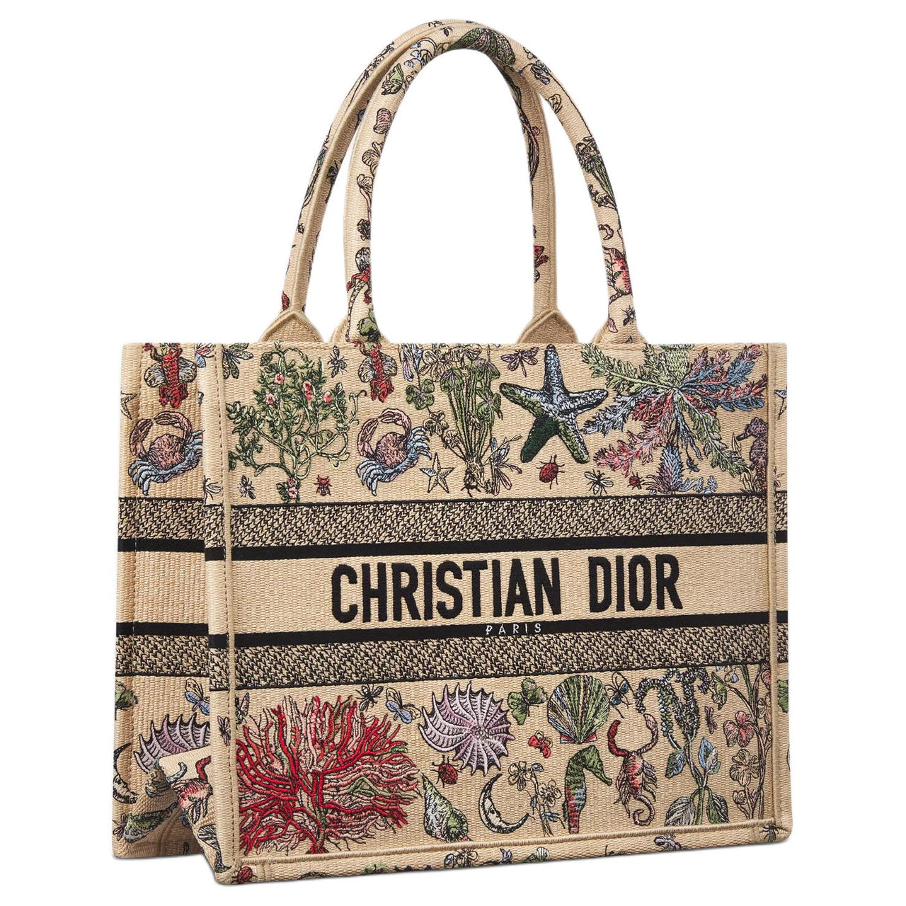 DIOR Cotton Tote Bag Shopping Bag Handbag Medium Size Women's Beige